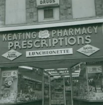 Keating's Pharmacy — Prescriptions and Luncheonette storefront, Main Street, Seaforth, Ontario